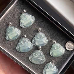 A GRADE UNTREATED JADEITE BUDDHA PENDANTS