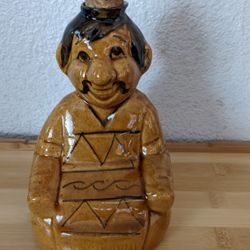 Sitting Brown Man, Ceramic Tequila Decanter (Empty)