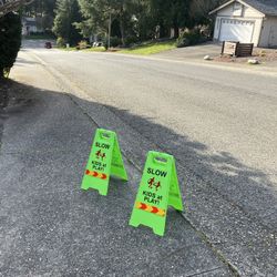 Child Kid Children Neighborhood House  Street Home Safety Slow Sign like New Child at Play Bicycle Football Baseball Sports Like New 