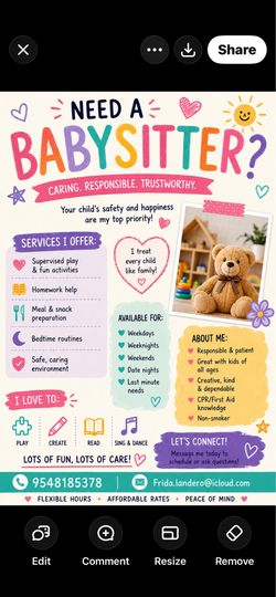Babysitter available any day