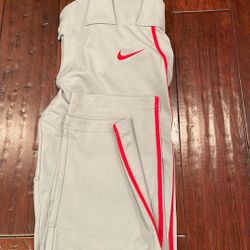 New Nike vapor gray with red side piping youth large baseball pants