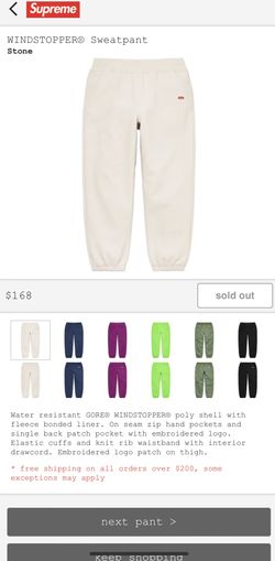 Supreme Windstopper Goretex Sweatpants Large Stone
