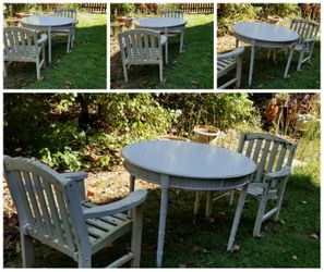 Outdoor table with two matching chairs