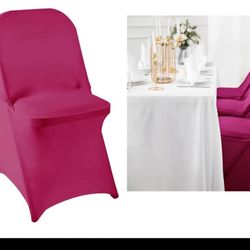 Spandex Chair Cover, 25PCS, Removable Washable Protector for Living Room, Folding Chairs, Party, Banquet, Wedding Event, Hotel (Fuchsia) One time used