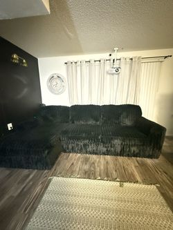 Black corduroy 2 piece sectional couch/sofa