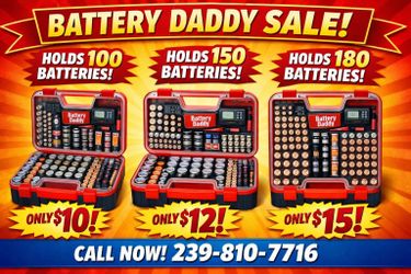 Battery daddy organizer with tester included