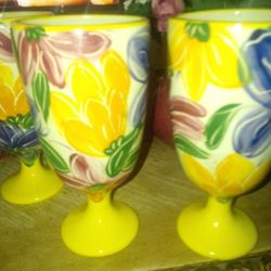 Gobletsx4, Pitted Succullents, Heavy Vase