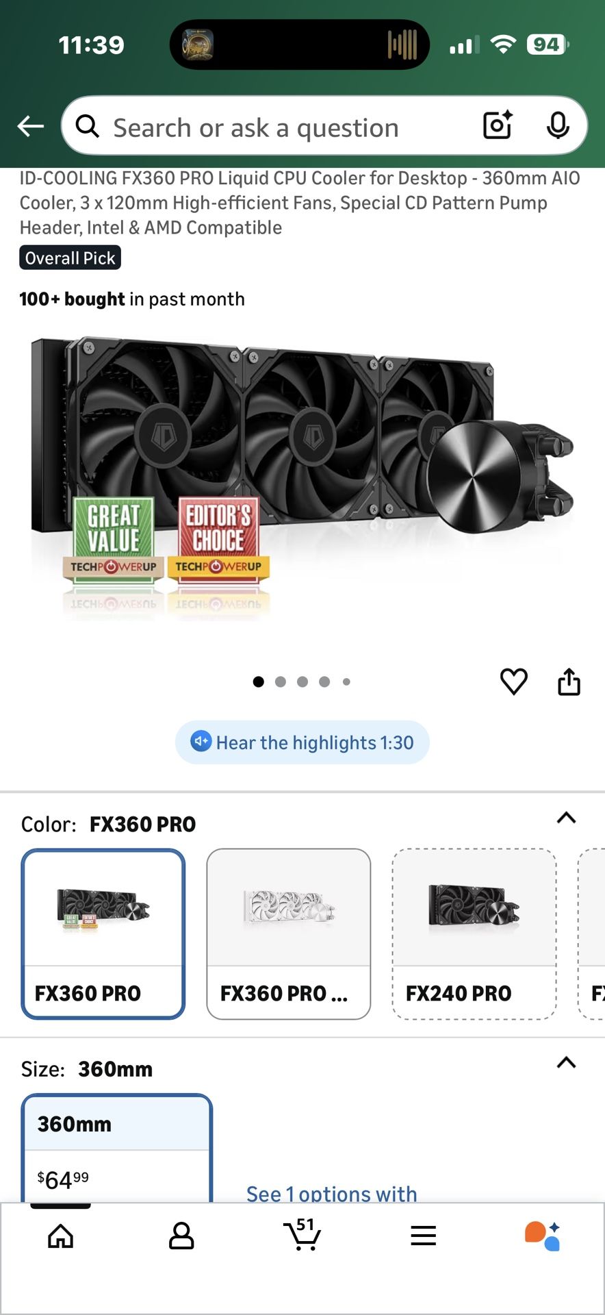 FX360 Pro water Cooler