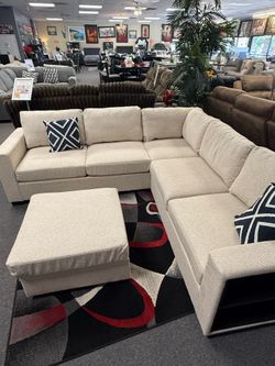 L- Shape Sectional with bookshelves & Ottoman