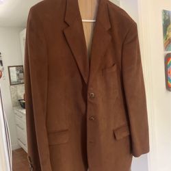 Men Faux Suede Brown Sport Jacket 46T