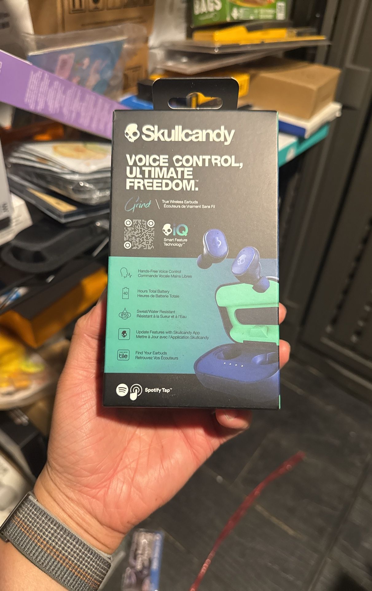 Skullcandy Grind In-Ear Wireless Earbuds, 40 Hr Battery, Skull-iQ, Alexa Enabled, Microphone, Works with iPhone Android and Bluetooth Devices - Dark B