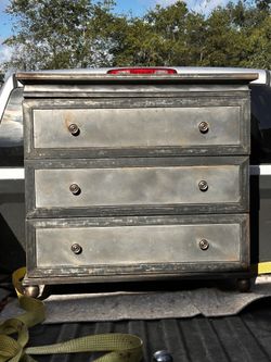 Restoration Hardware Metal Three Drawer Chests Two