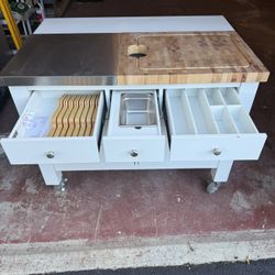 Gourmet Rolling Kitchen Island 