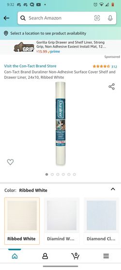 New Con-Tact Brand Duraliner Non-Adhesive Surface Cover Shelf and Drawer Liner, 24x10, Ribbed White