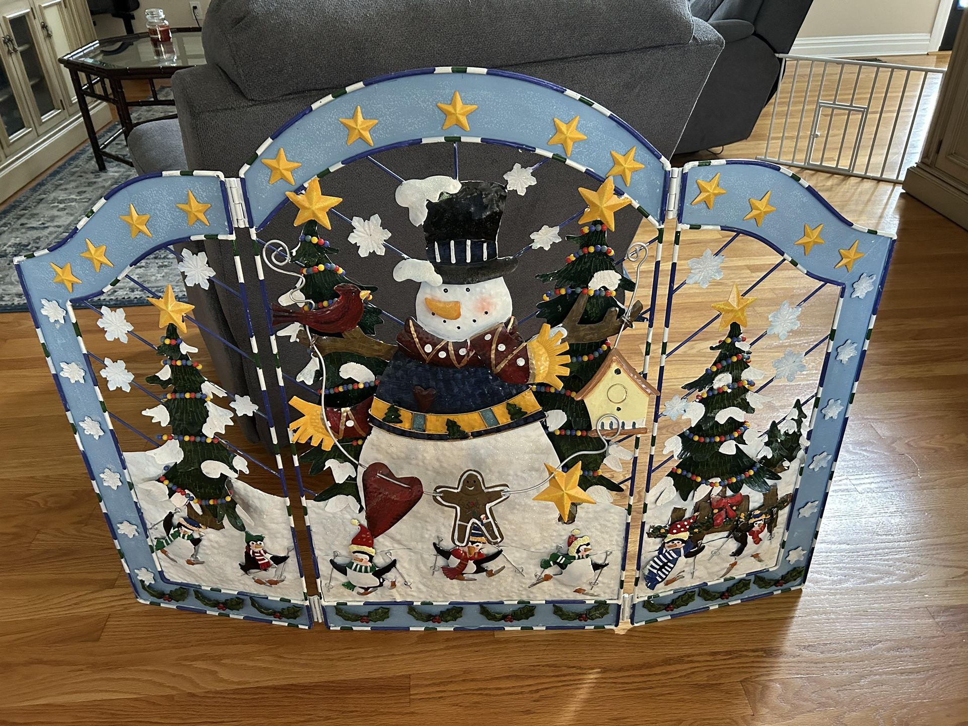 Holiday Snowman Fireplace Screen