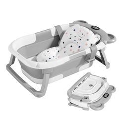 TPN Collapsible Baby Bathtub, Baby Bath Tub with Soft Cushion & Real-Time Thermometer, Baby Bathtub Infant to Toddler Tub (0-36 🆕👍Reg. Retail $50.99
