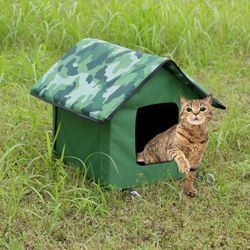 Camouflage Outdoor/Indoor Cat House, Petfactors Cat Bed