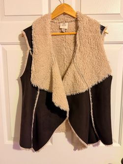 Knox Rose Brown Faux Suede Sherpa Waterfall Vest Size XXL
