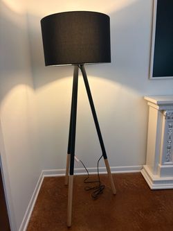 Tripod Floor Lamp with Black Drum Shade