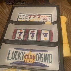 Casino Slot Machine Divided Platter Linens and Things Slot machine divided platter 9.5 x 13 Preowned good condition Game night / casino party  Gamblin