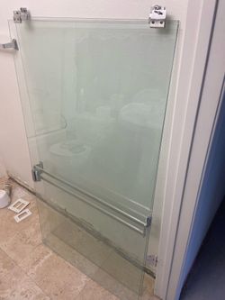 Free shower glass door with railings