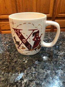 Disney Parks Mug Cup “X” Is For X Marks The Spot, Pirates of the Caribbean.  ABC Disney letters cups.  Size 4 inches Tall and 3 1/2 inches wide across