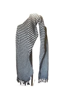 Black and White Houndstooth Fringe Scarf