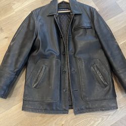 CHARLES KLEIN Distressed Brown Leather Jacket Men’s Small