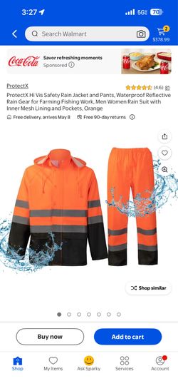 High Visibility Safety Rain Jacket and Pants (XL)