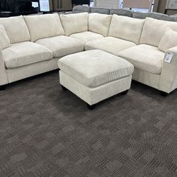 Cream Sectional W/ Ottoman (other Colors Available) 