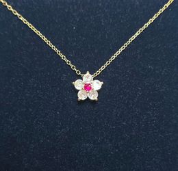 Pink & White Sapphire Flower Necklace