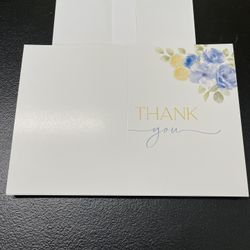 Lemon & Blue Hydrangea Thank You Cards for Bridal/Wedding Shower/Event