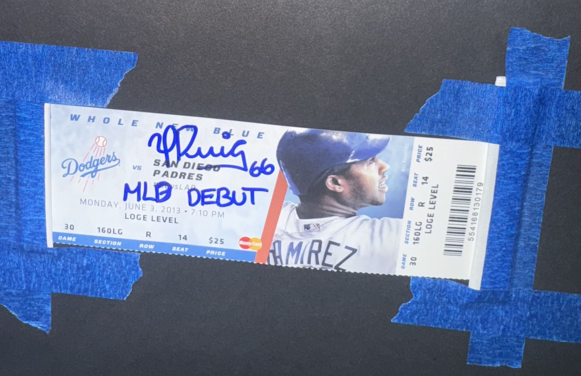 Yasiel Puig Signed + Inscribed MLB Debut Ticket Stub