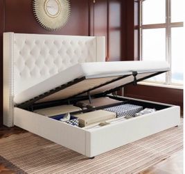 Queen bed frame with lifting storage