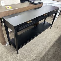 East Bluff Woven Drawer Console Table - Black