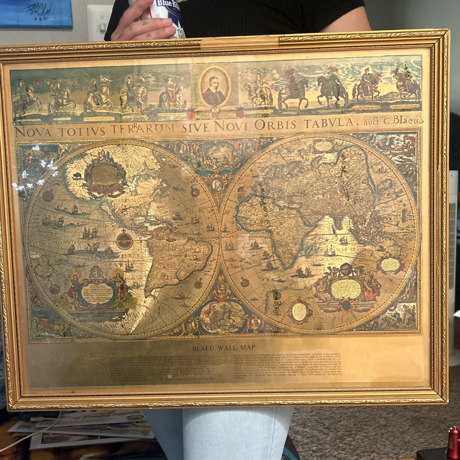 Blaeu Gold Foil Wall Map