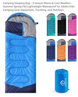 OSK Camping Sleeping Bag - 3 Season Warm & Cool Weather