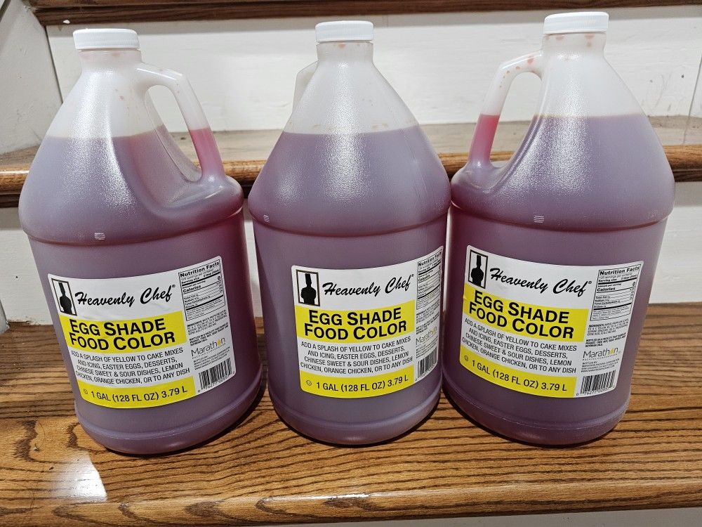 BRAND NEW 3x Heavenly Chef Egg Shade Food Color 1 GAL 128oz