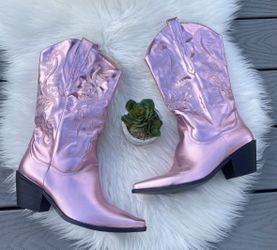Metallic Pink Cowboy Boots