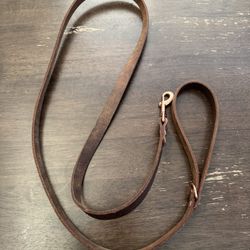 5’ Full Grain Leather Leash With Rose Gold Hardware