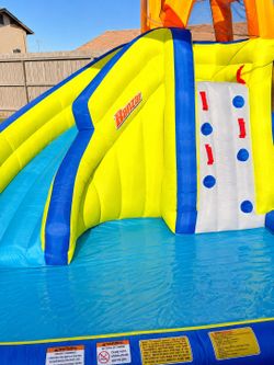 Like New pool slide inflatable for kids splash with motor