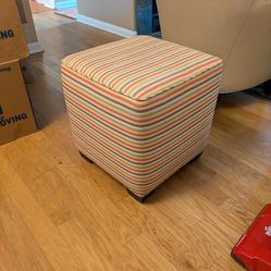 Crate And Barrel Striped Ottoman 18x18x19 