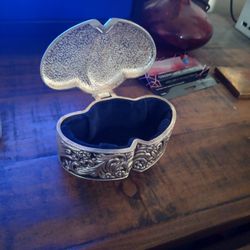 Silver Jewelry Box Two Hearts 