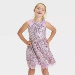 Cat And Jack Lavender Sequin Dress Size M 8