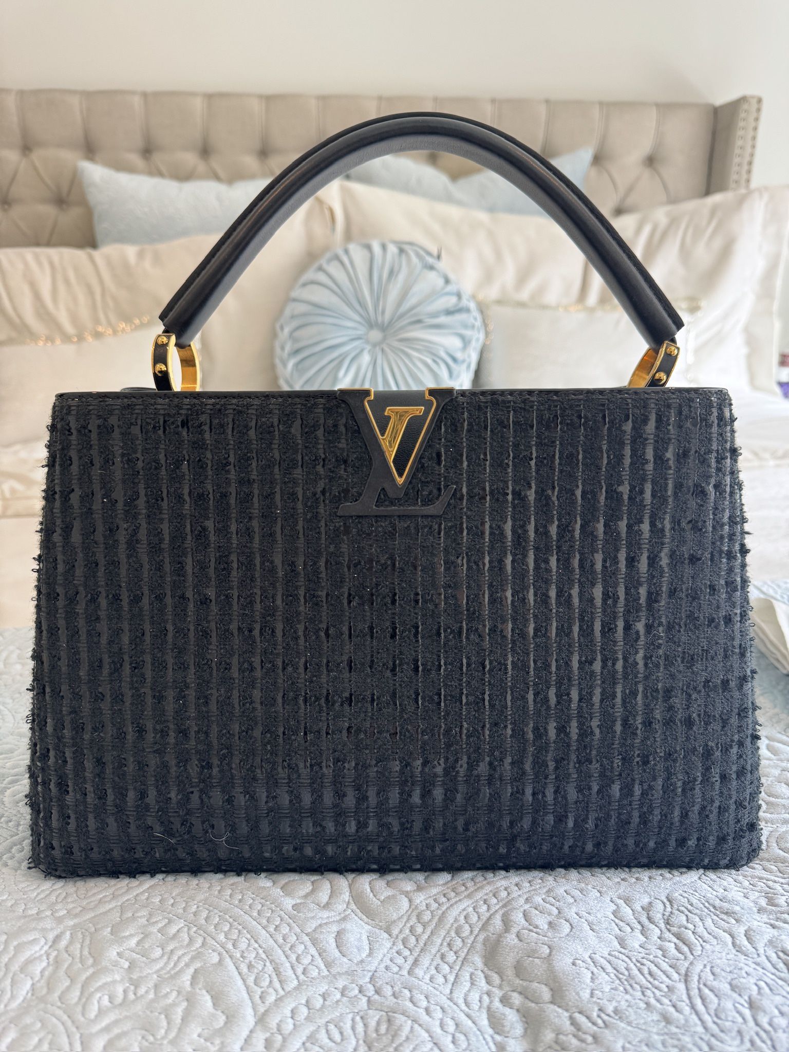 Louis Vuitton Tweed Patent Calfskin MM