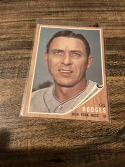 1962 Topps Gil Hodges baseball card New York Mets, Los Angeles Dodgers legend HOF