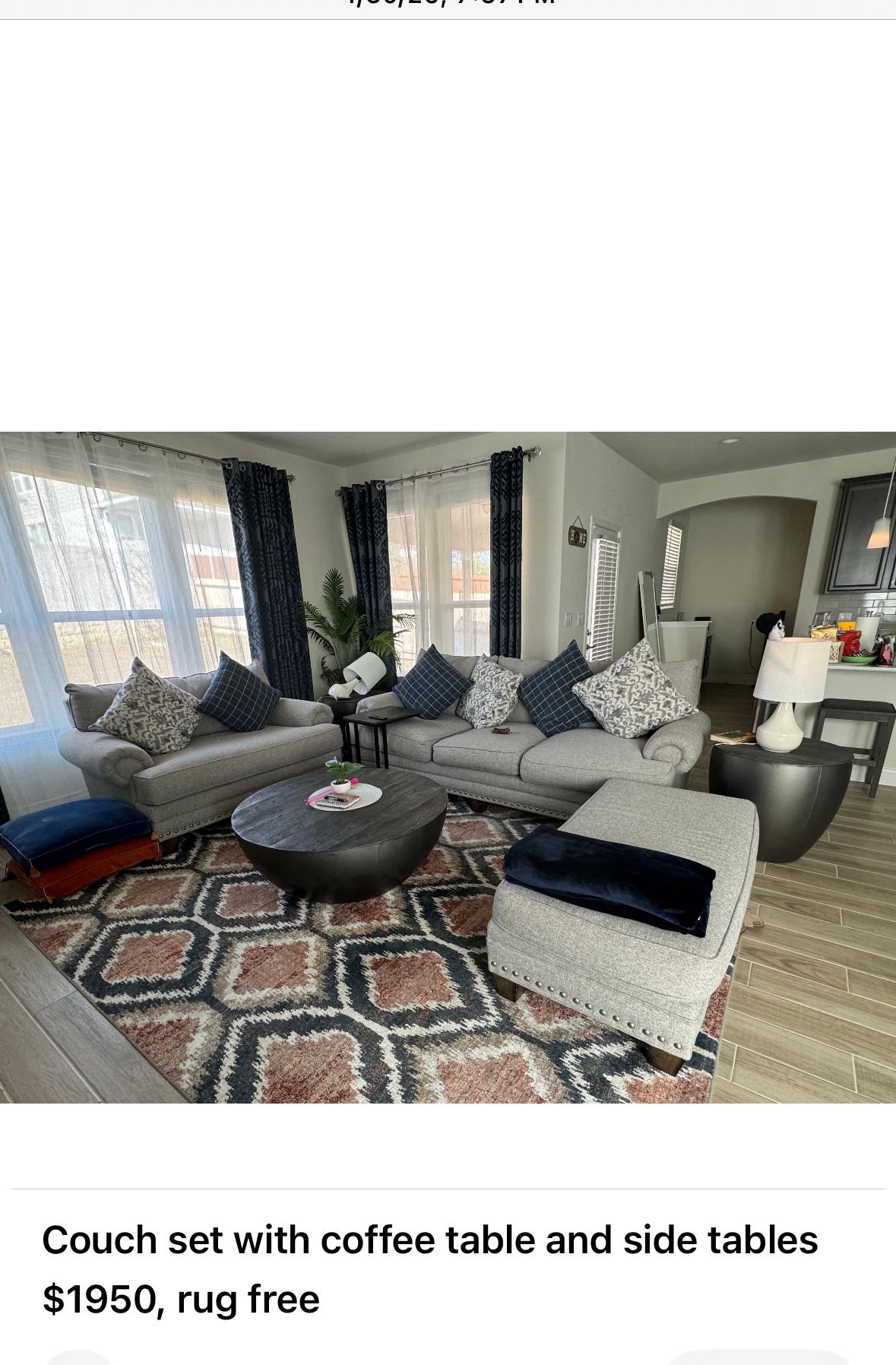 Sofa Set Coffe Table And. Two Side Table+ Rug