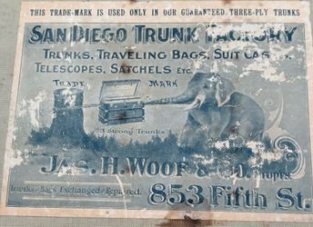 Antique Wood/Canvas Steamer Trunk (Rare 1903 San Diego Label)