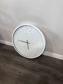 Large White Modern Wall Clock with Gold Hands