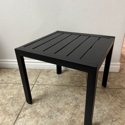 16”x16” Outdoor Side Table, Black Small Square Metal End Table
